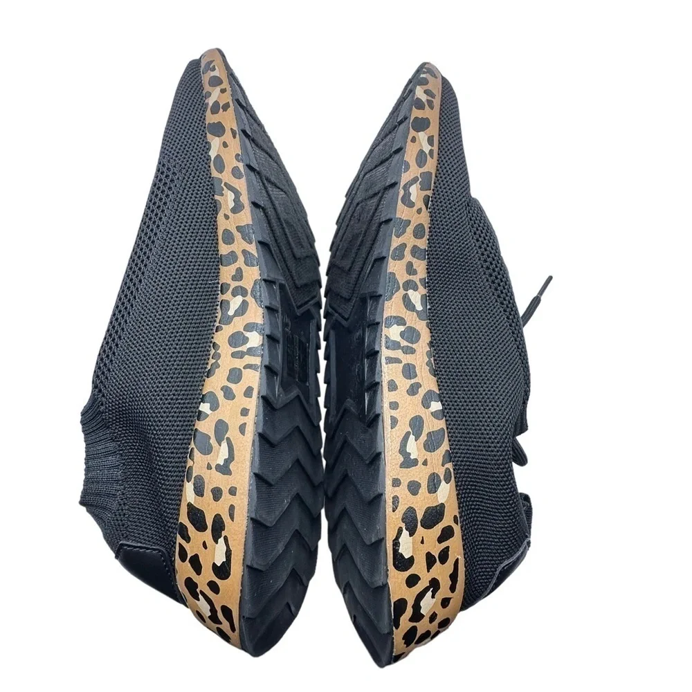 True Craft Flyknit Black/Tan Leopard Print Jogger Sneaker Size 10 - Picture 9 of 10
